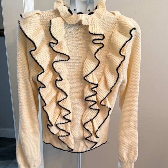 Stellah Ivory Sweater with Black Ruffle Accents - Picture 8 of 8